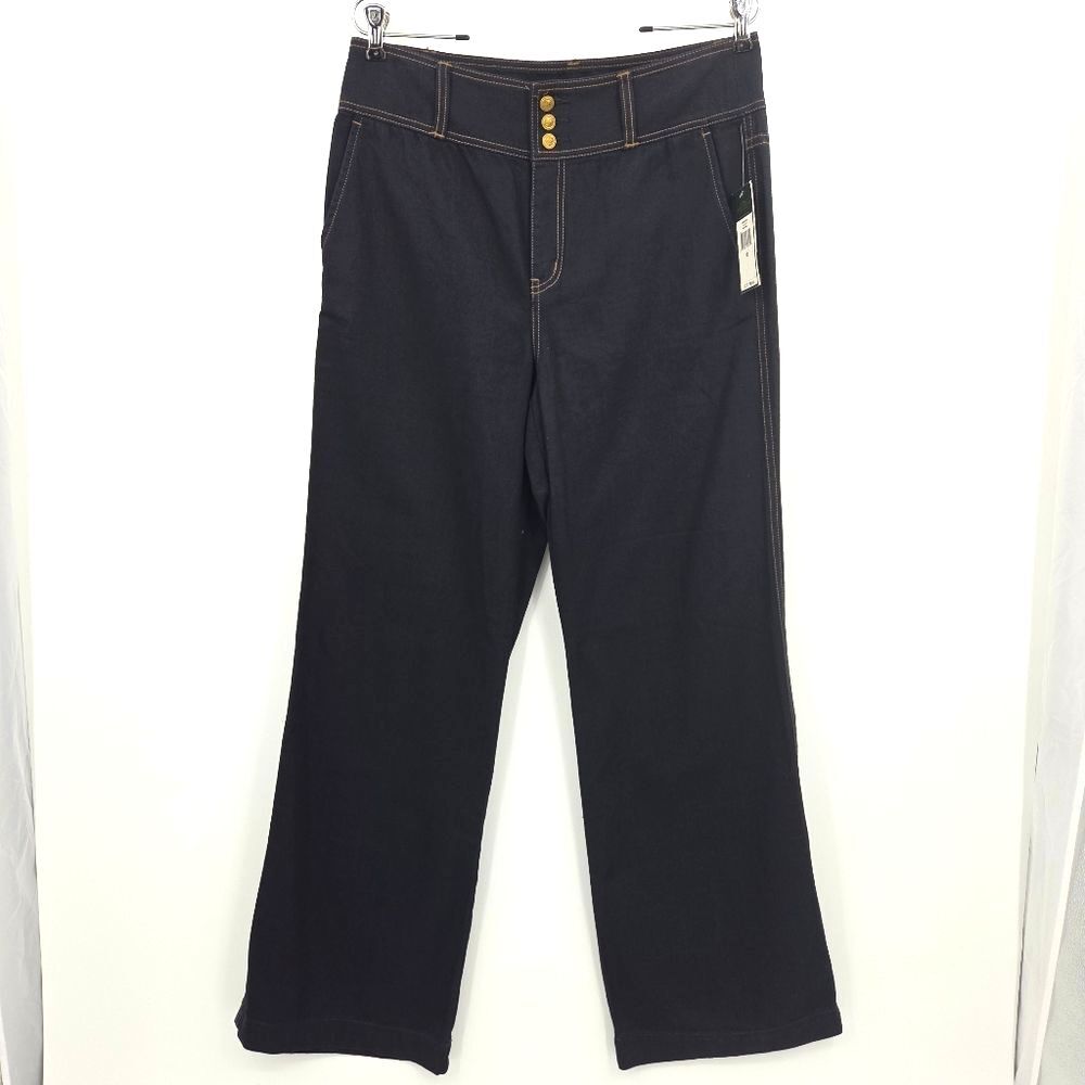 Ralph Lauren Maritime Jeans Womens Size 10 Wide Leg Blue Nautical Coastal Navy